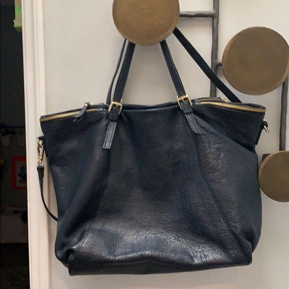 Genuine Italian leather Navy Tote - Picture 1 of 5